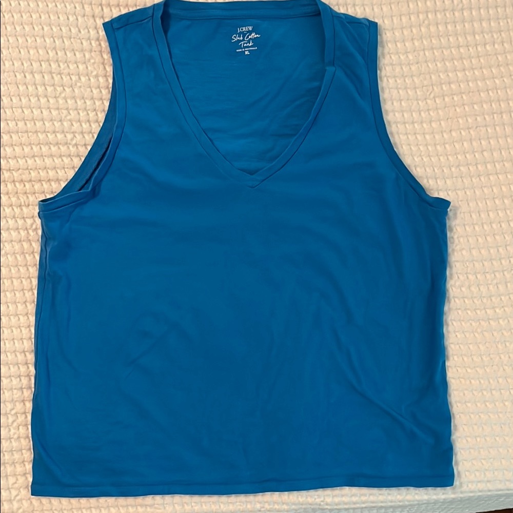 J. Crew Blue Sleeveless V-neck Top